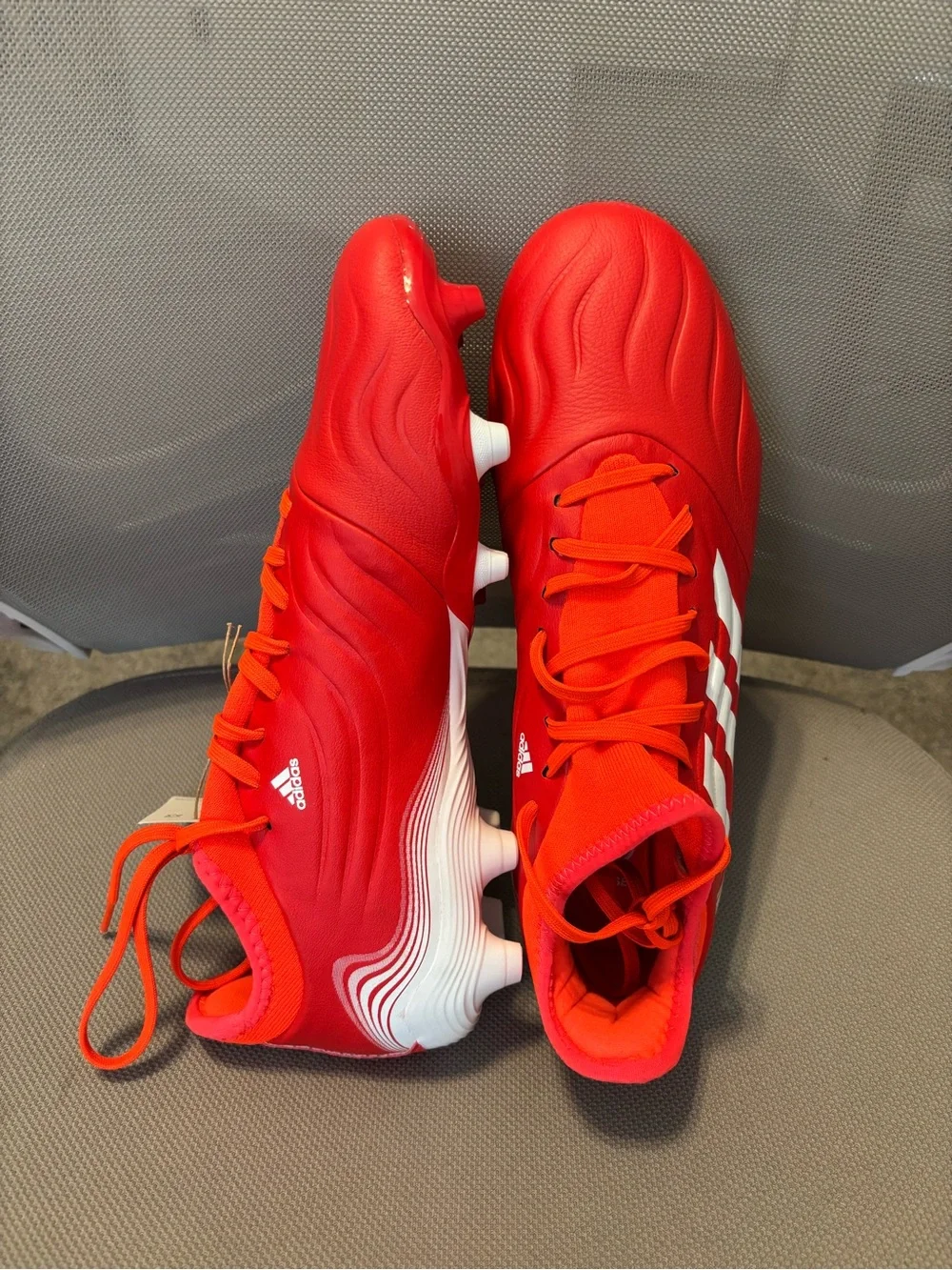 adidas Kids Red Soccer Cleats with White Accents